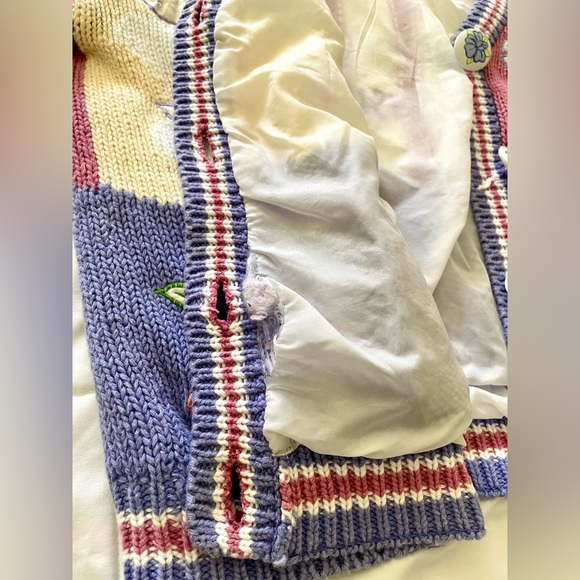 Vintage Absolutely No! Jeans Cardigan Embroidered Heavy Knit Sweater 80s 90s - Picture 9 of 9